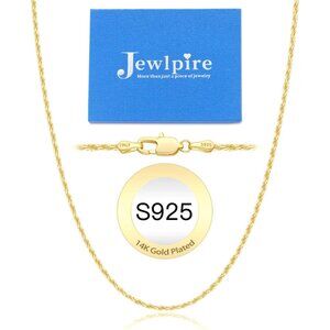 1.5mm Rope Chain 925 Sterling Silver Chain Necklace for Women Men, 14K Gold Plat